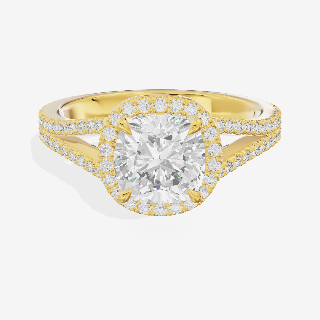 Modern Adorae Cushion Hidden Halo Engagement Ring (1/2 ct. tw.) in 18K Yellow Gold