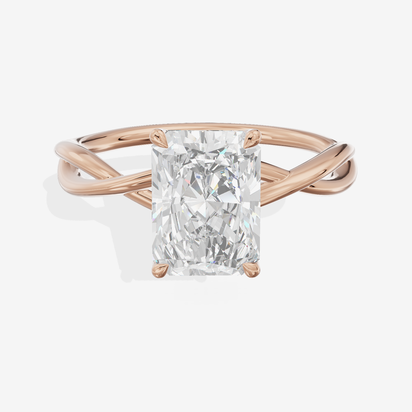 Twined Sincere Radiant Twisted Engagement Ring in 14K Rose Gold