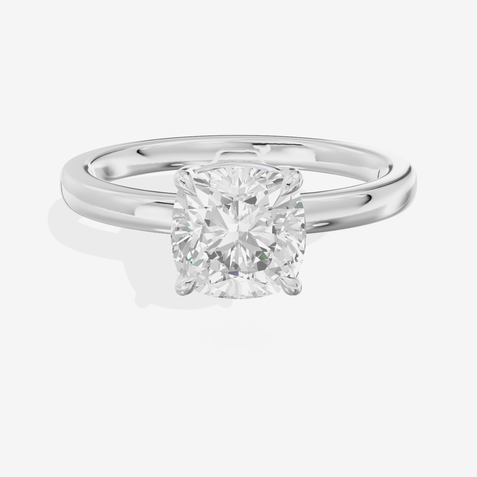 Heartline 2mm Cushion Solitaire Engagement Ring in 14K White Gold
