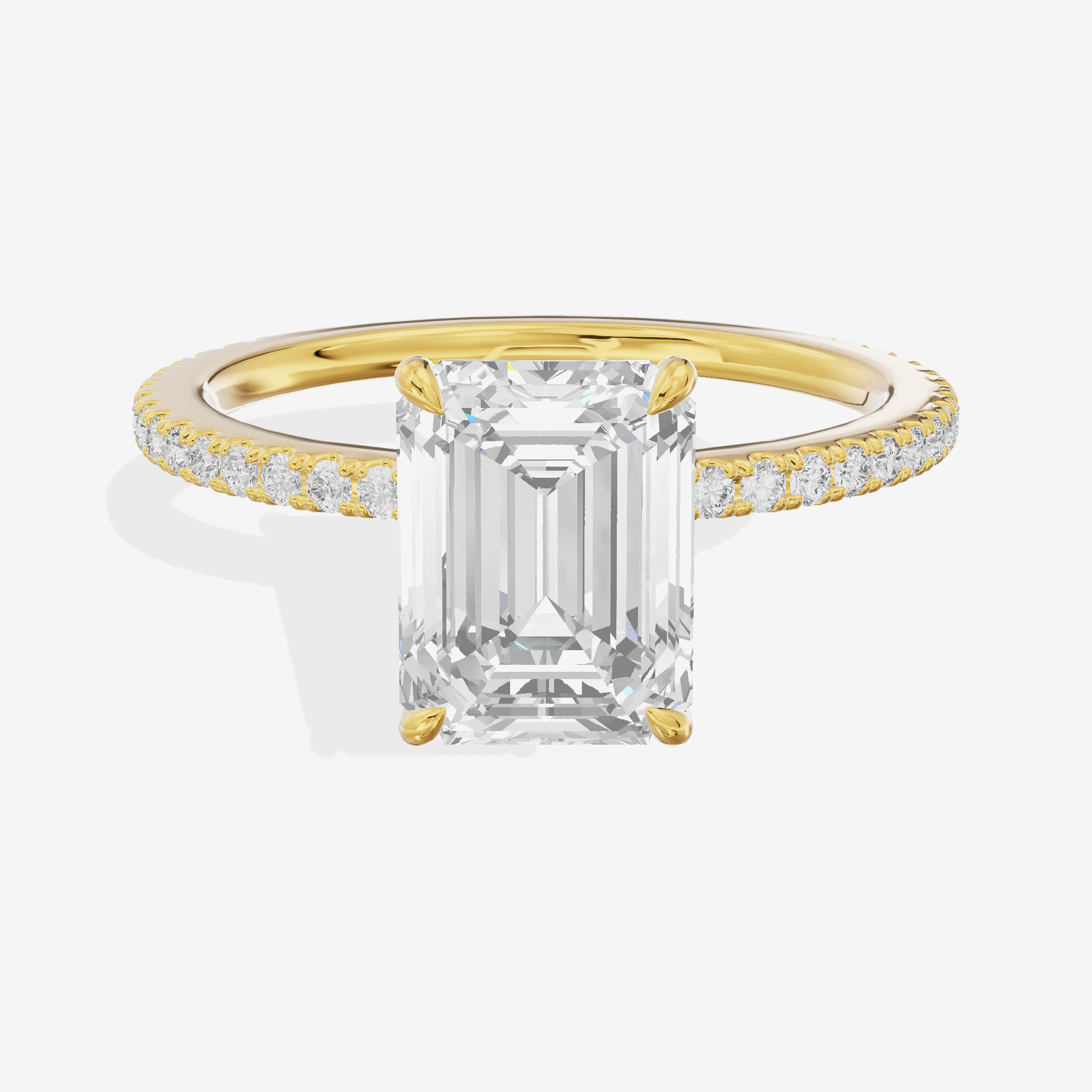 Petite Cherubine Emerald Engagement Ring with Side Stones (1/3 ct. tw.) in 18K Yellow Gold