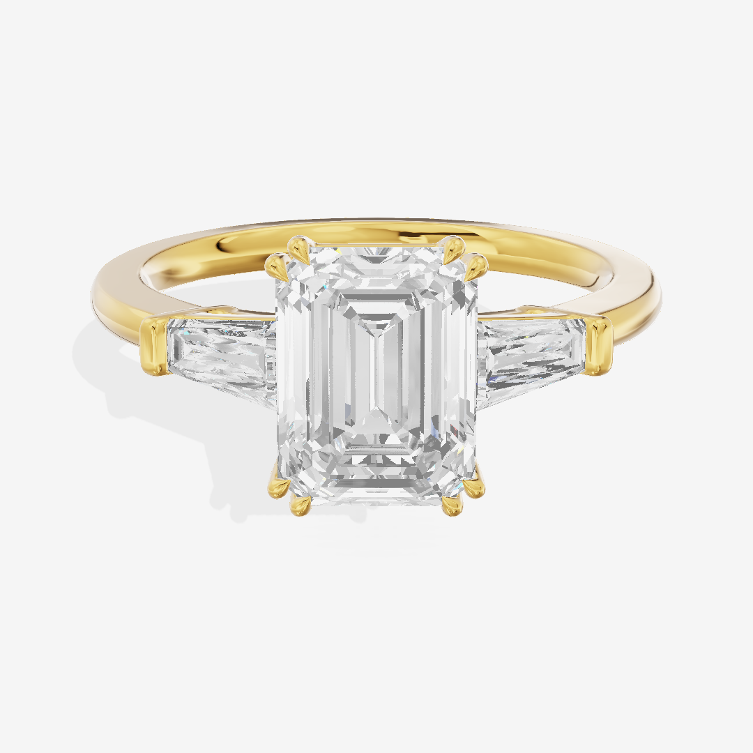 Lateria Three Stone Emerald Engagement Ring (1/2 ct. tw.) in 14K Yellow Gold