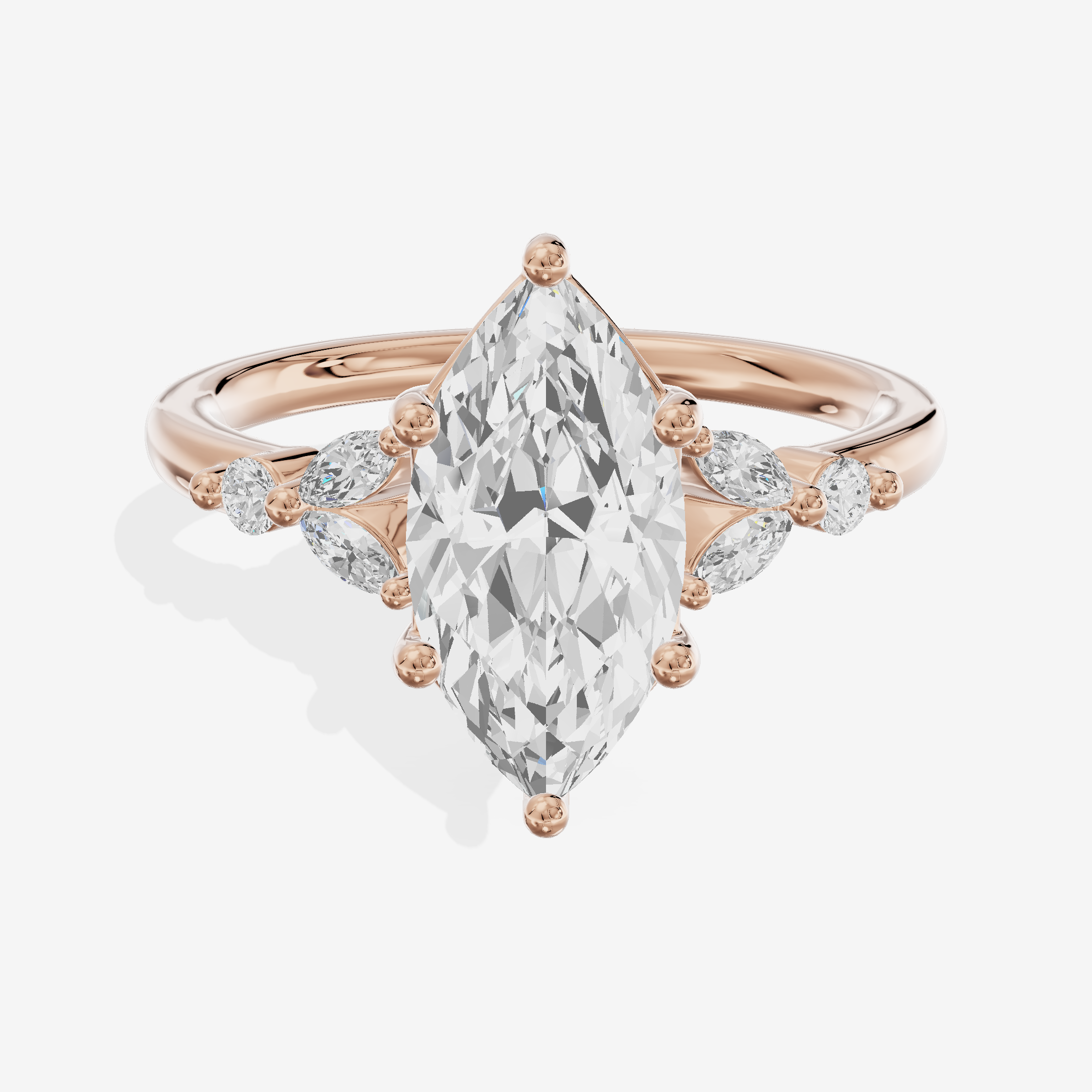Whispered Halcyon Marquise Engagement Ring with Side Stones (1/6 ct. tw.) in 18K Rose Gold