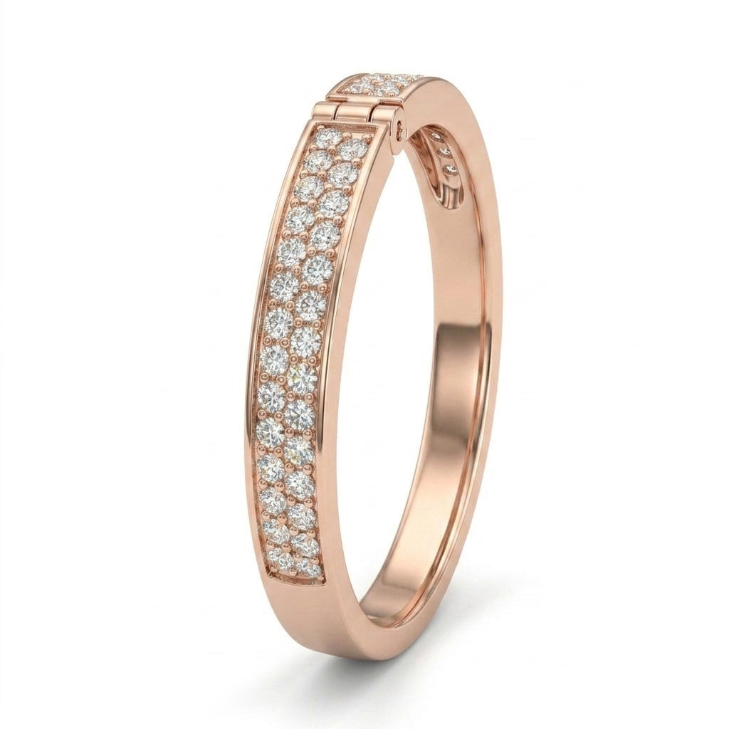 Low Profile Pavé Round Wedding Band (3/8 ct. tw.) in 18K Rose Gold