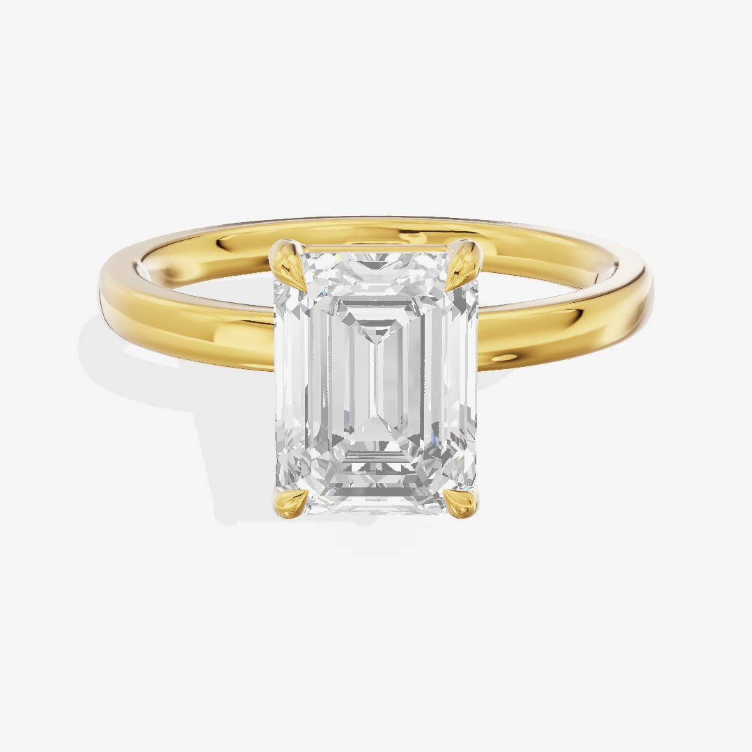 Petite Eversince 2mm Emerald Solitaire Engagement Ring in 18K Yellow Gold