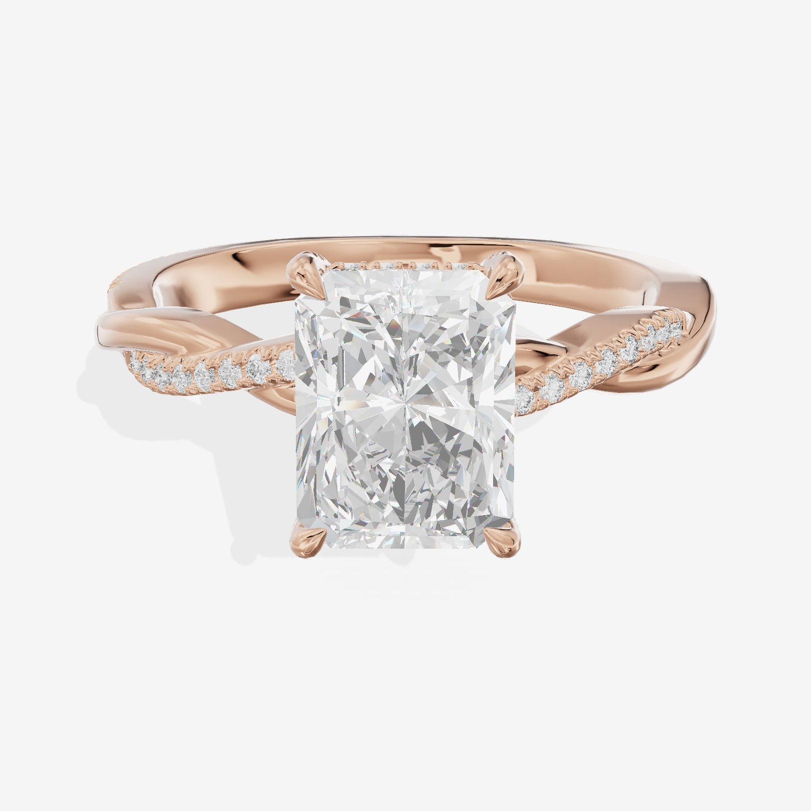 Petite Adorae Radiant Hidden Halo Engagement Ring (1/5 ct. tw.) in 18K Rose Gold