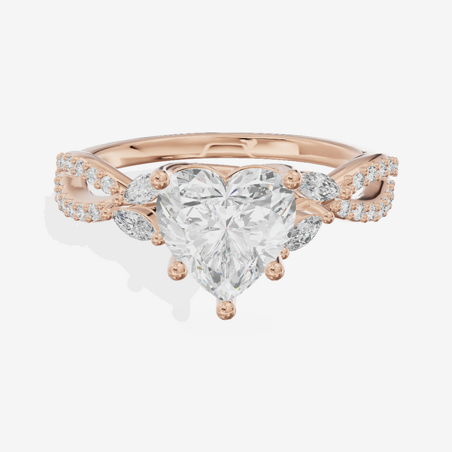 Luxe Domeline 1.5mm Heart Solitaire Engagement Ring (1/8 ct. tw.) in 18K Rose Gold