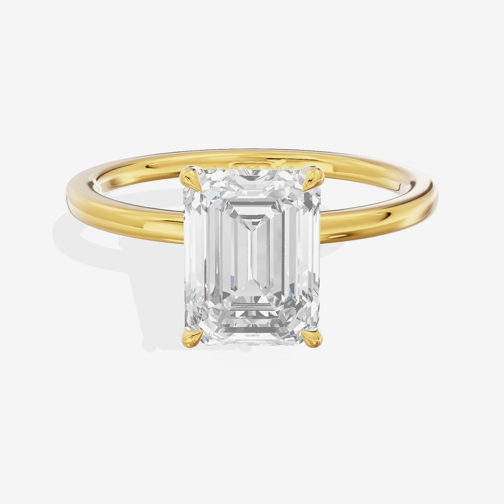 Tender Aimora Emerald Engagement Ring with Hidden Halos (1/20 ct. tw.) in 14K Yellow Gold