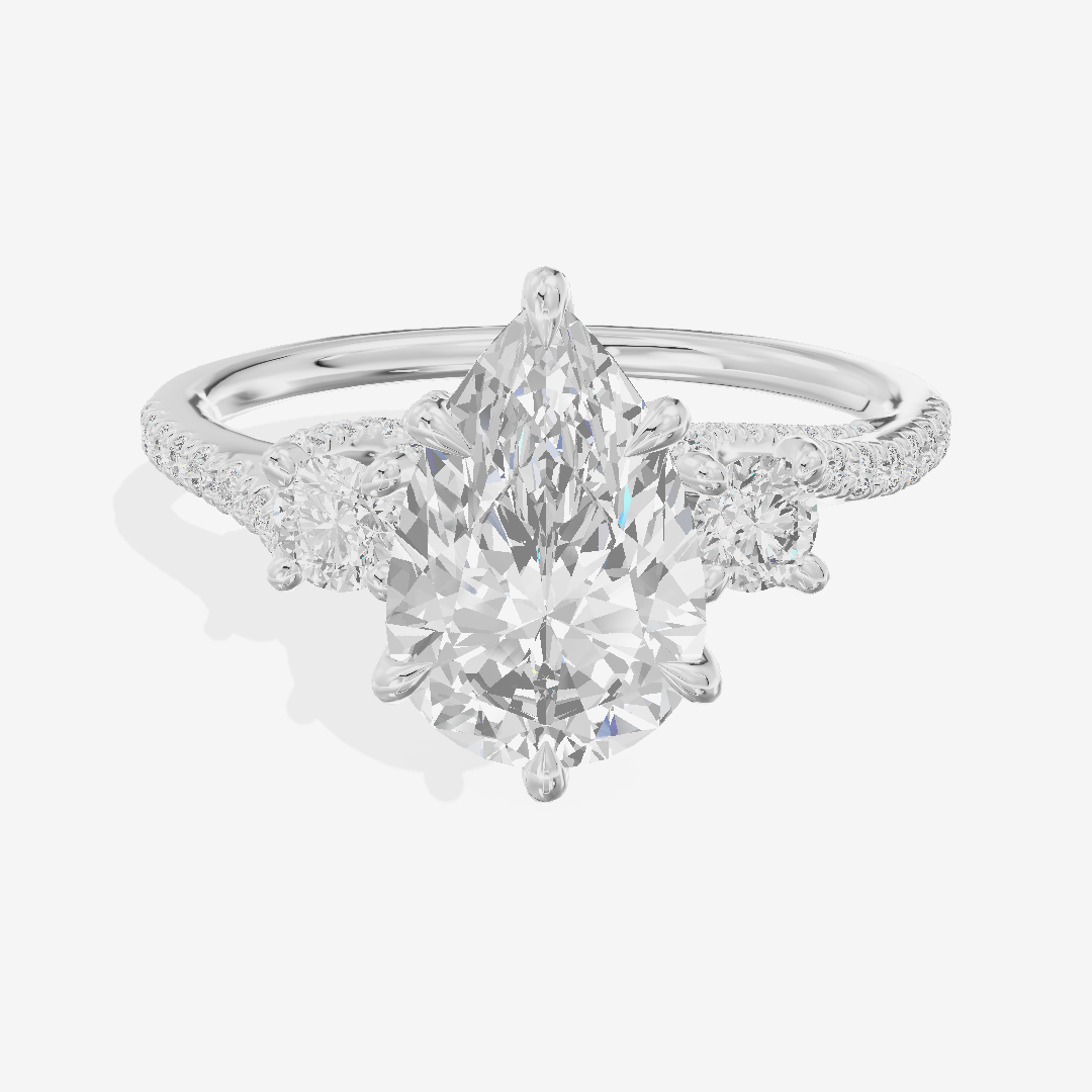 Luxe Triade Pear Three Stone Engagement Ring (1/2 ct. tw.) in 14K White Gold