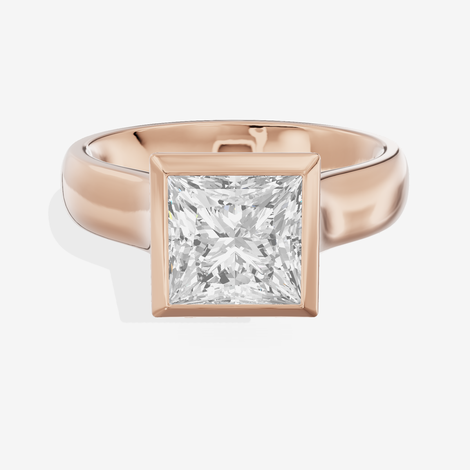 Cherubine 4mm Princess Bezel Engagement Ring in 14K Rose Gold