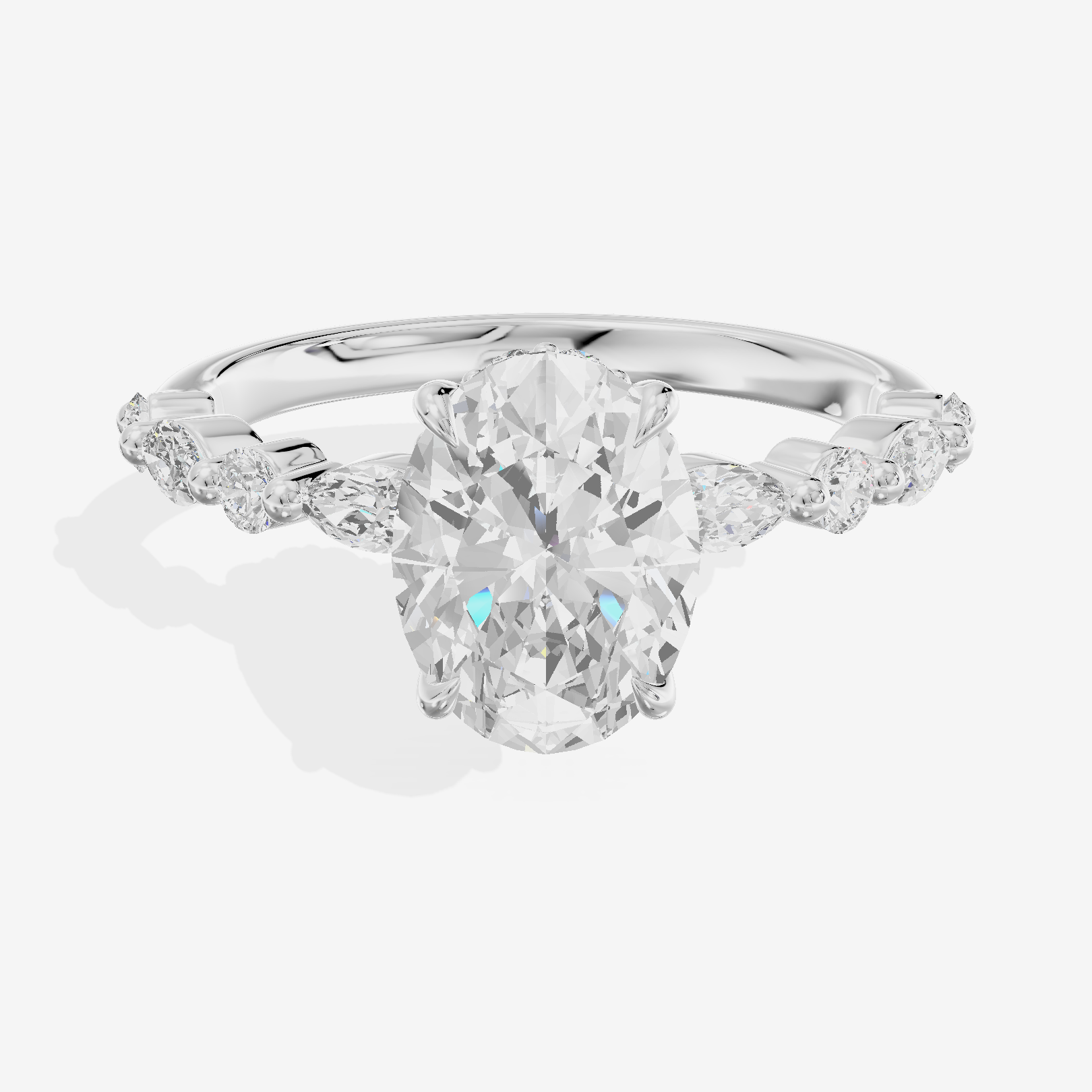 Twine Hidden Halo Oval Engagement Ring (1/20 ct. tw.) in 18K White Gold