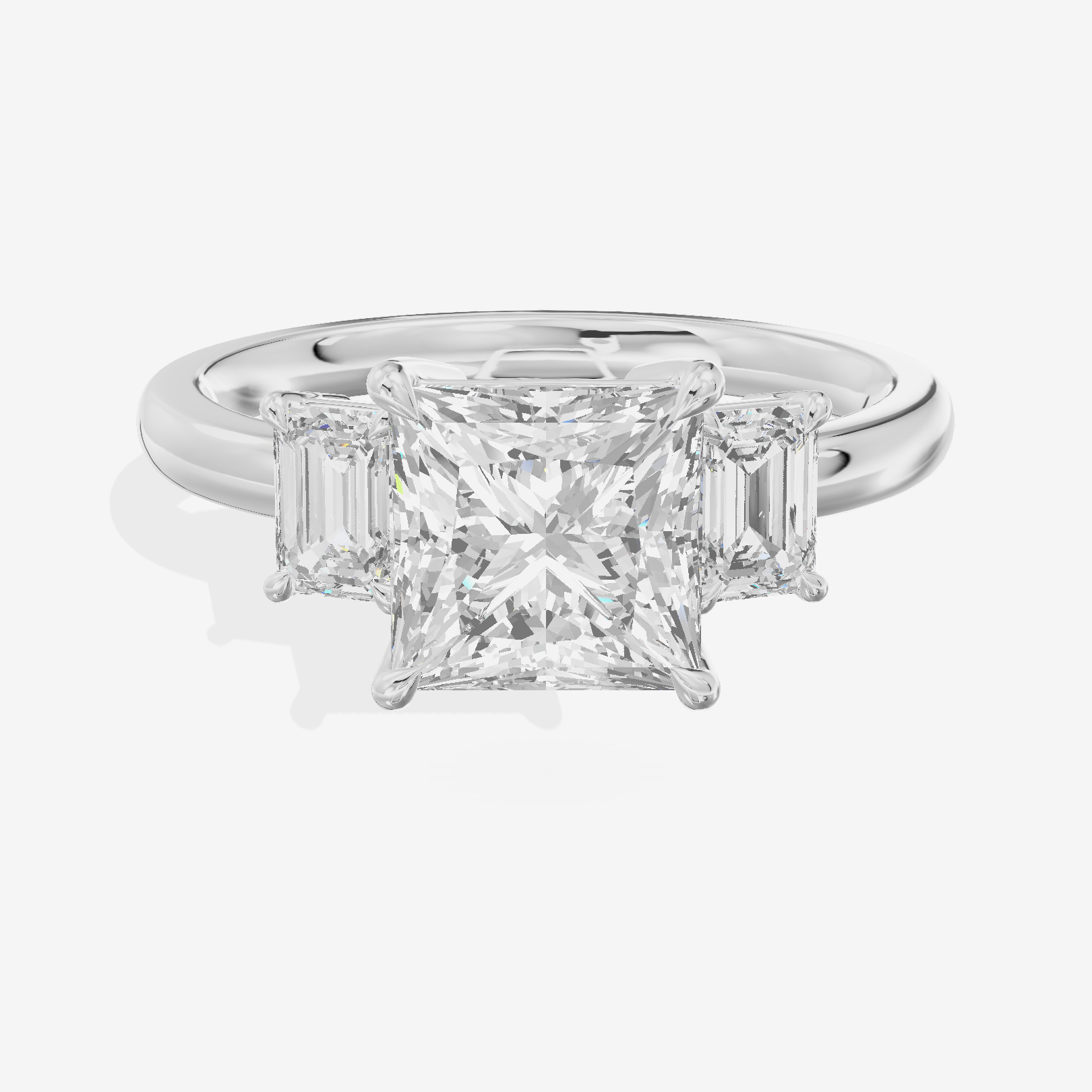 Petite Coeurine Three Stone Princess Engagement Ring (1/5 ct. tw.) in 18K White Gold