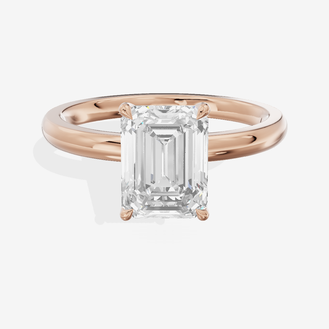 Petite Tender 2mm Emerald Solitaire Engagement Ring in 18K Rose Gold