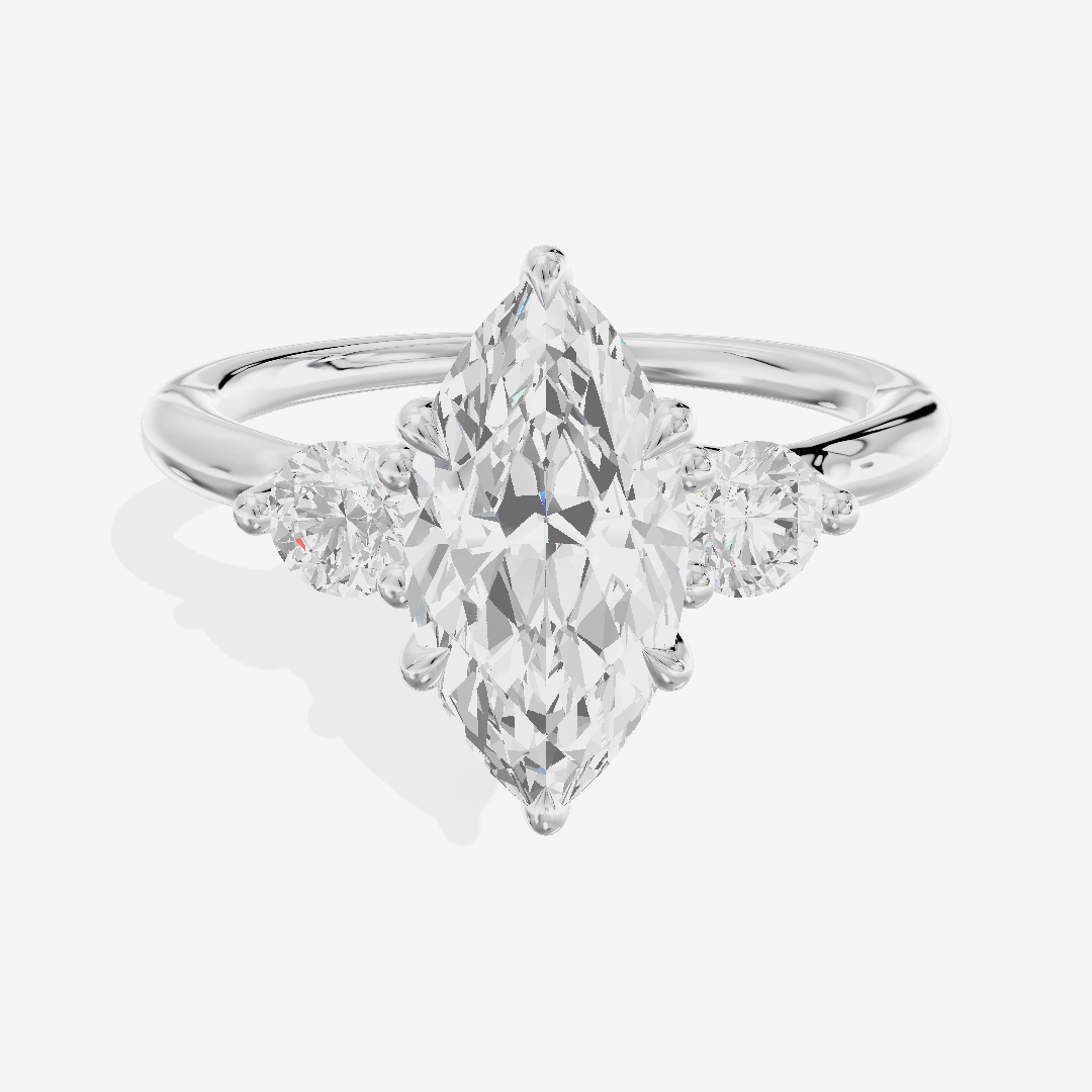 Eternal Vowsae Three Stone Marquise Engagement Ring (1/3 ct. tw.) in Platinum