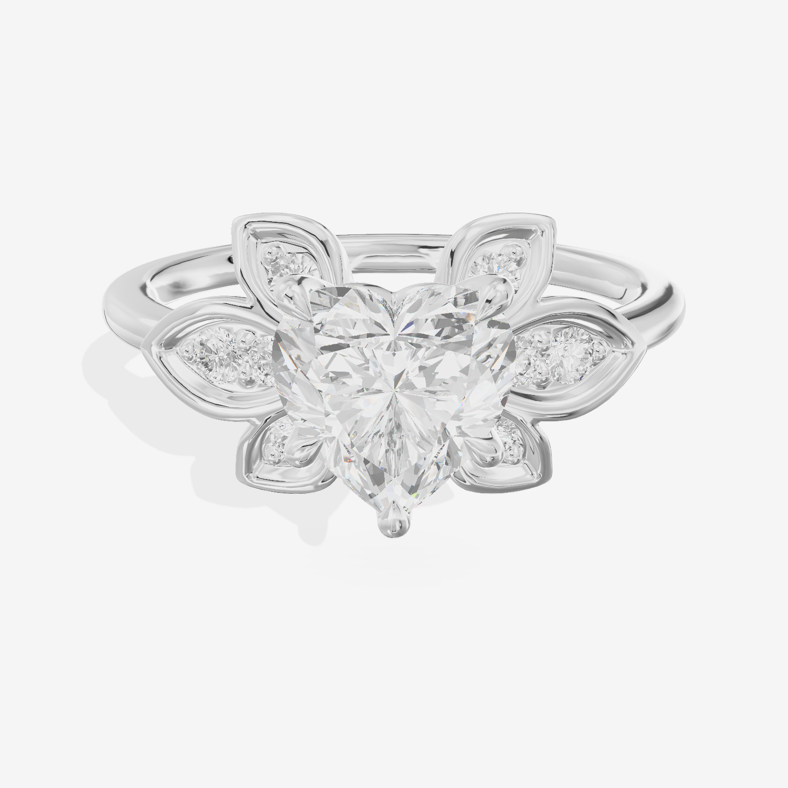 Petite Whisper Heart Engagement Ring with Side Stones (1/10 ct. tw.) in 14K White Gold