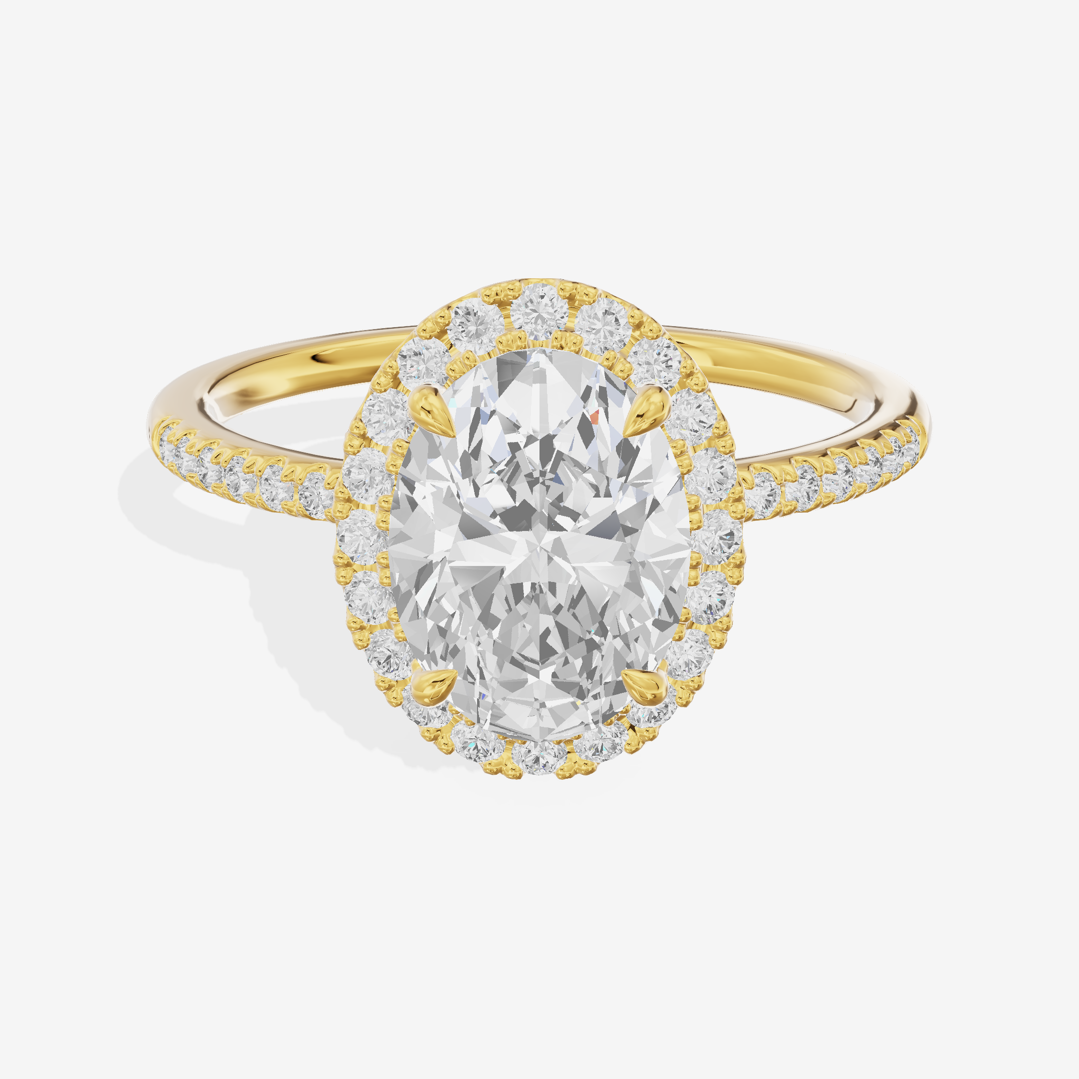 Vowsae Halo Oval Engagement Ring (1/5 ct. tw.) in 18K Yellow Gold