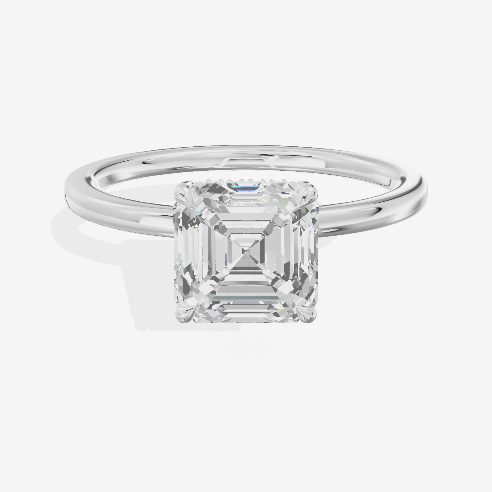 Grand Cherubine Asscher Engagement Ring with Side Stones (1/4 ct. tw.) in Platinum