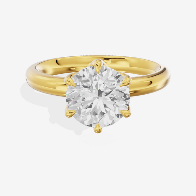 Vowsae 2.5mm Round Six-Prong Engagement Ring in 14K Yellow Gold