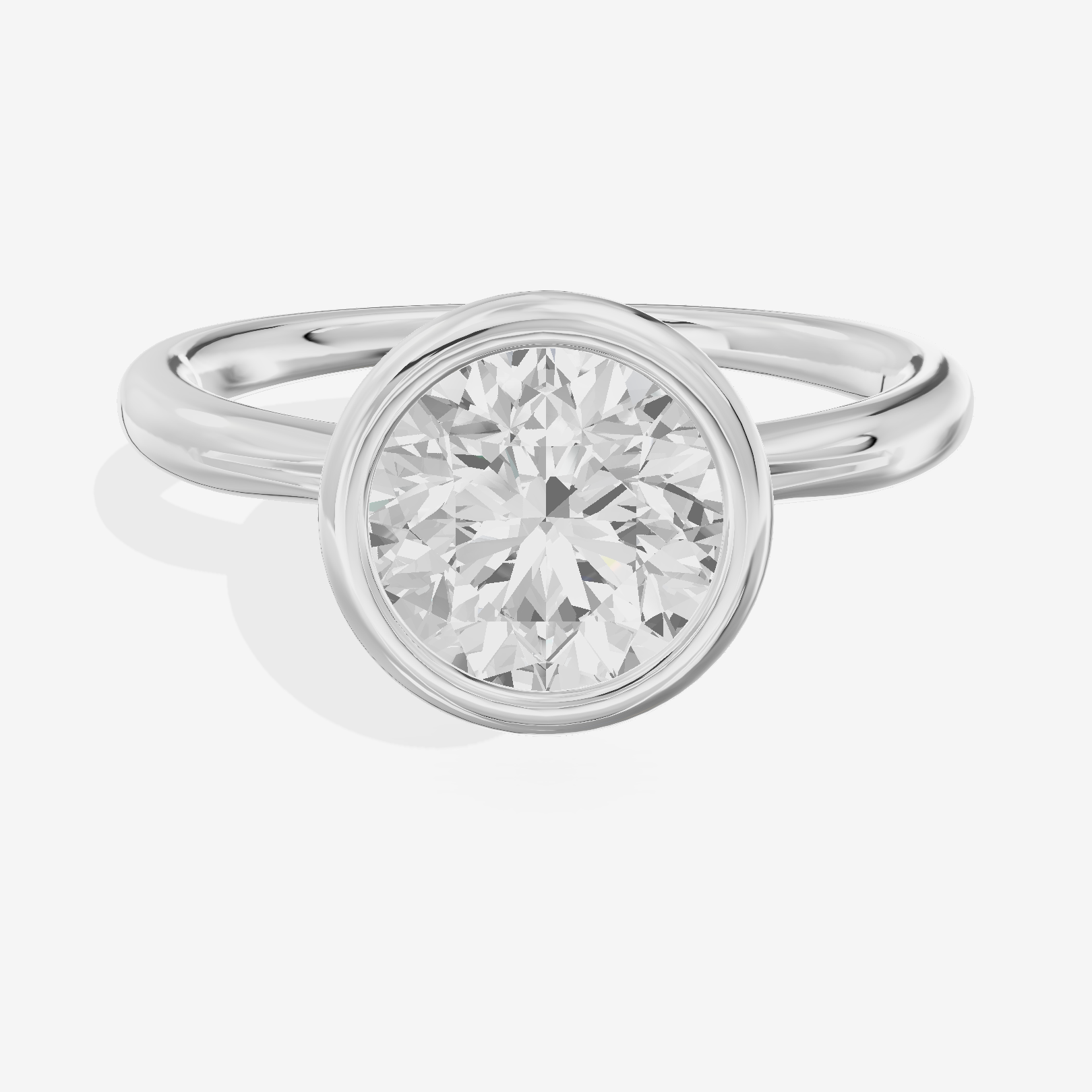 Coeurine Bezel 2mm Round Solitaire Engagement Ring in Platinum