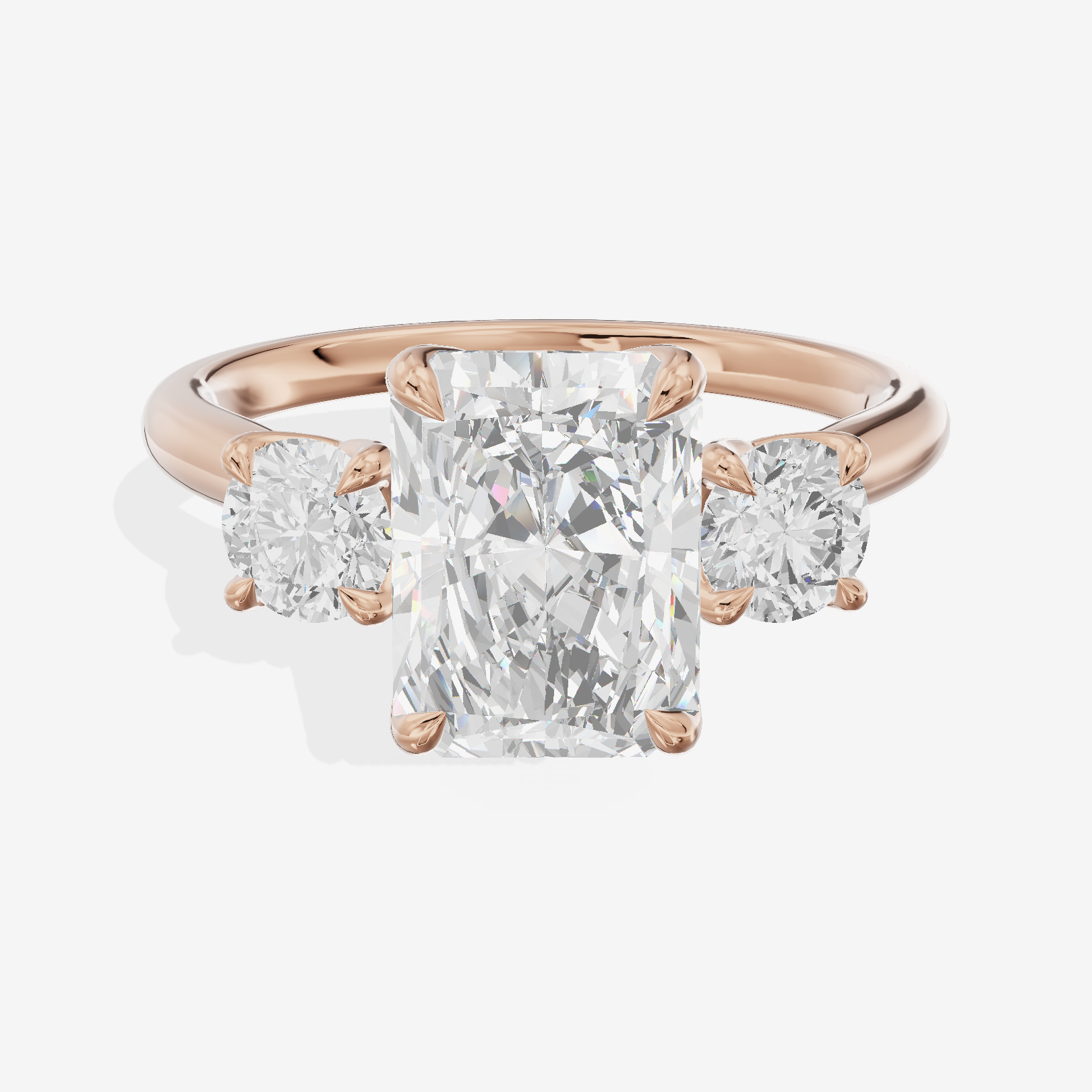 Grand Triade Radiant Three Stone Engagement Ring (2/5 ct. tw.) in 18K Rose Gold