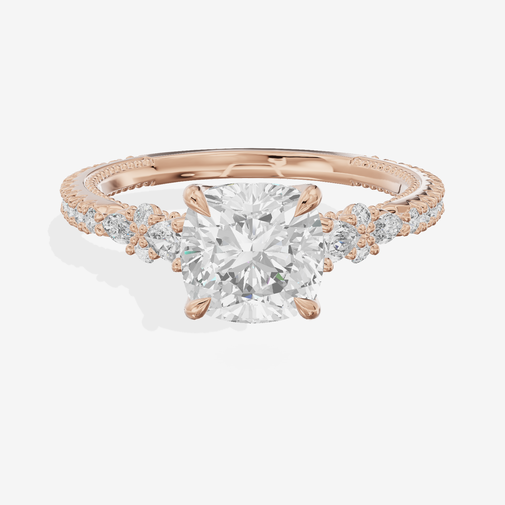 Trueheart Cushion Engagement Ring with Side Stones (2/5 ct. tw.) in 18K Rose Gold