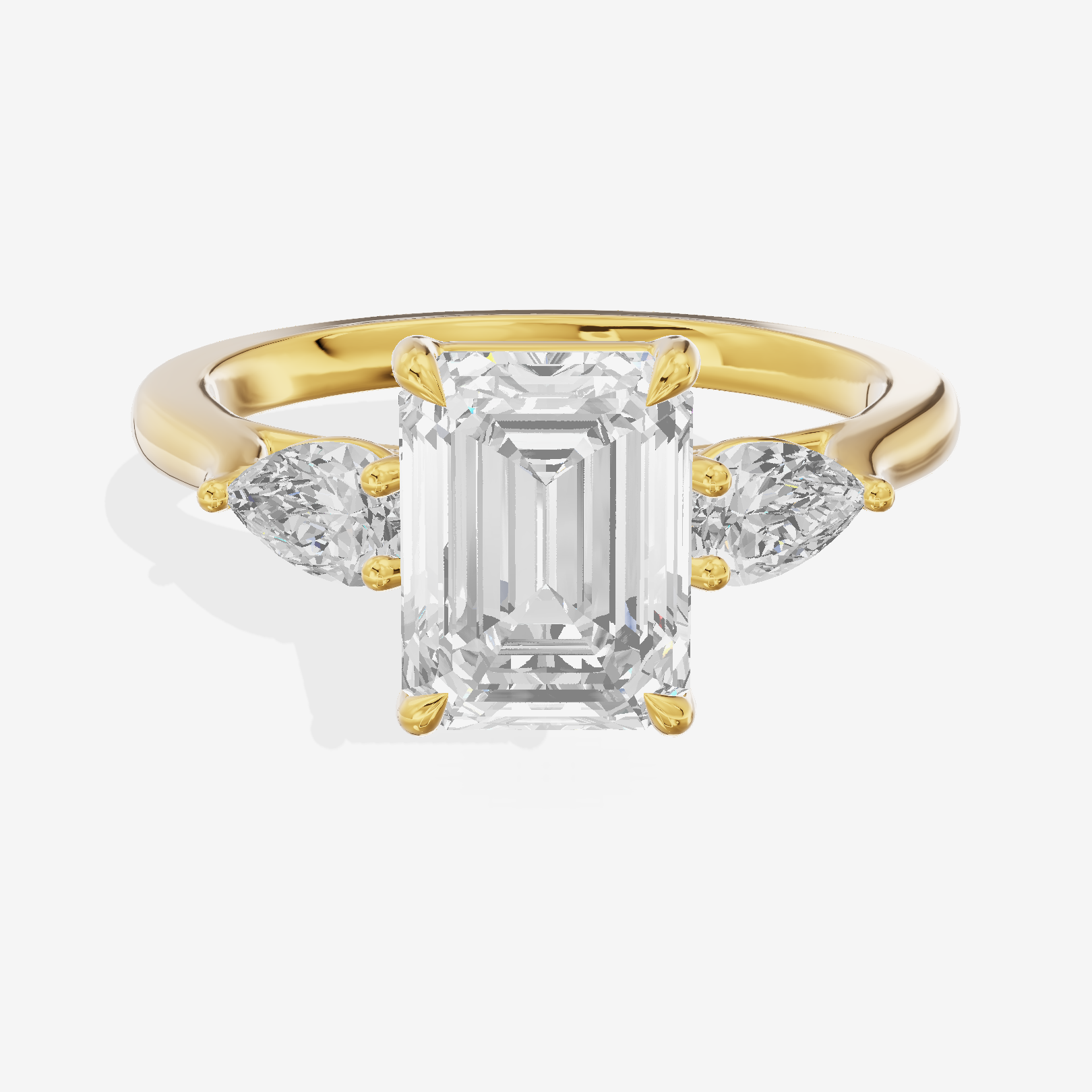 Classic Eversince Emerald Engagement Ring with Side Stones (2/5 ct. tw.) in 18K Yellow Gold