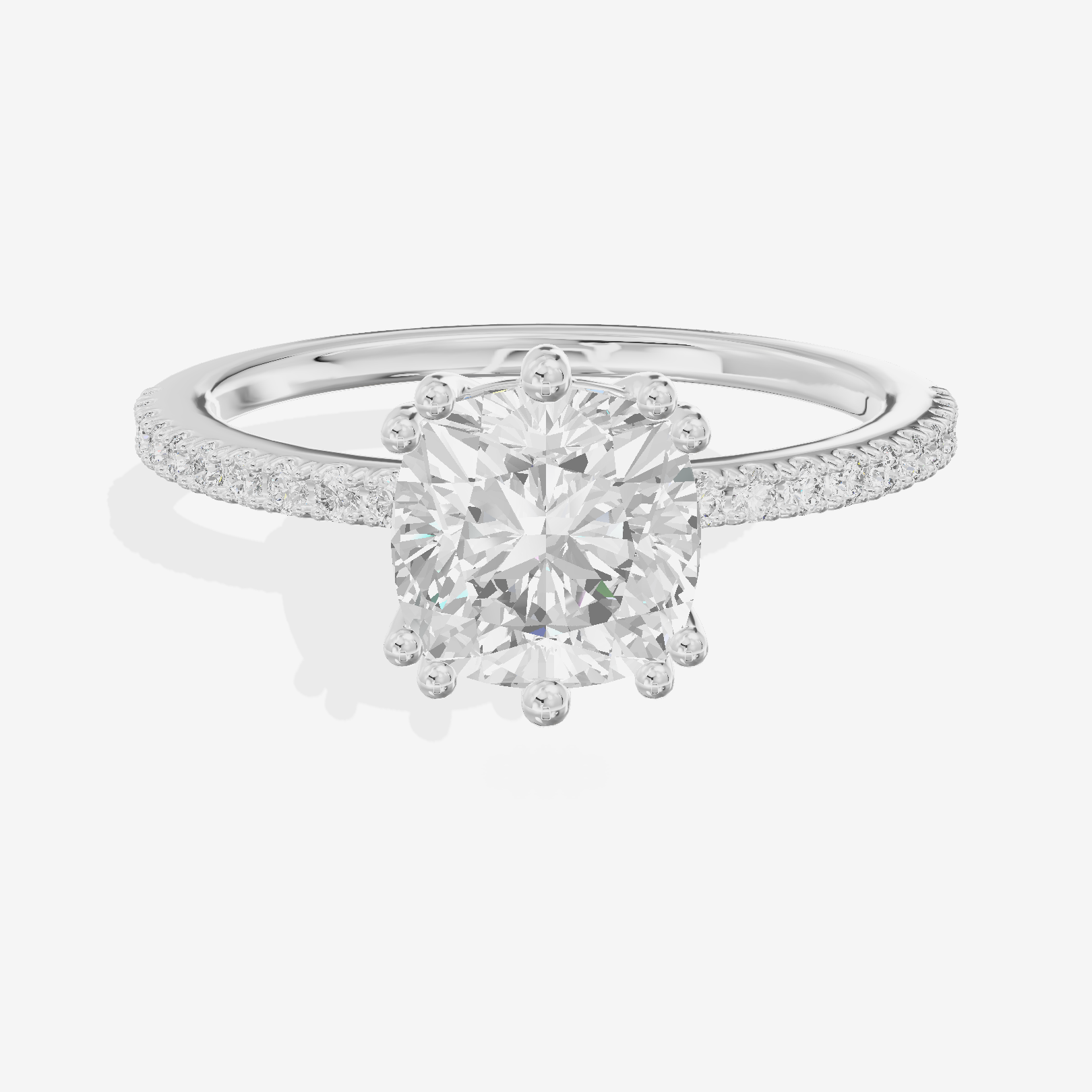 Luxe Mirelle Cushion Hidden Halo Engagement Ring (1/6 ct. tw.) in 18K White Gold