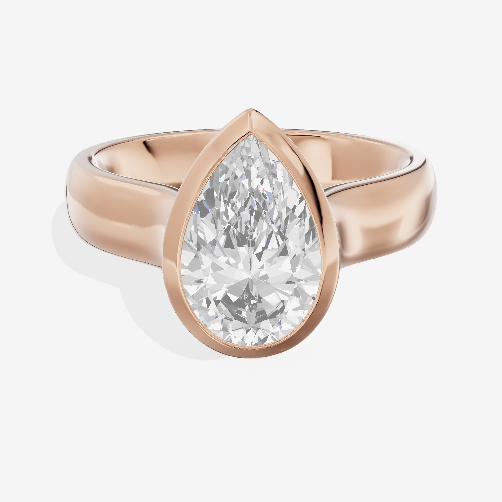 Cherubine 4mm Pear Bezel Engagement Ring in 18K Rose Gold