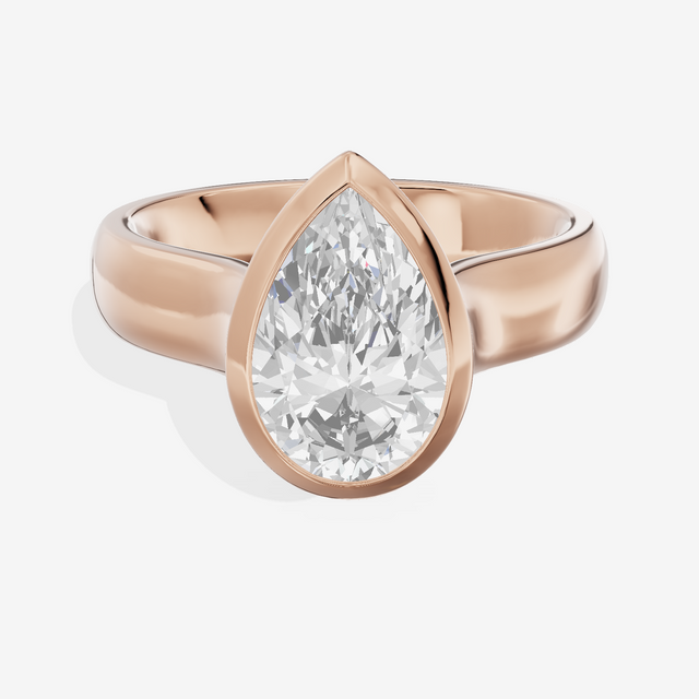 Cherubine 4mm Pear Bezel Engagement Ring in 18K Rose Gold