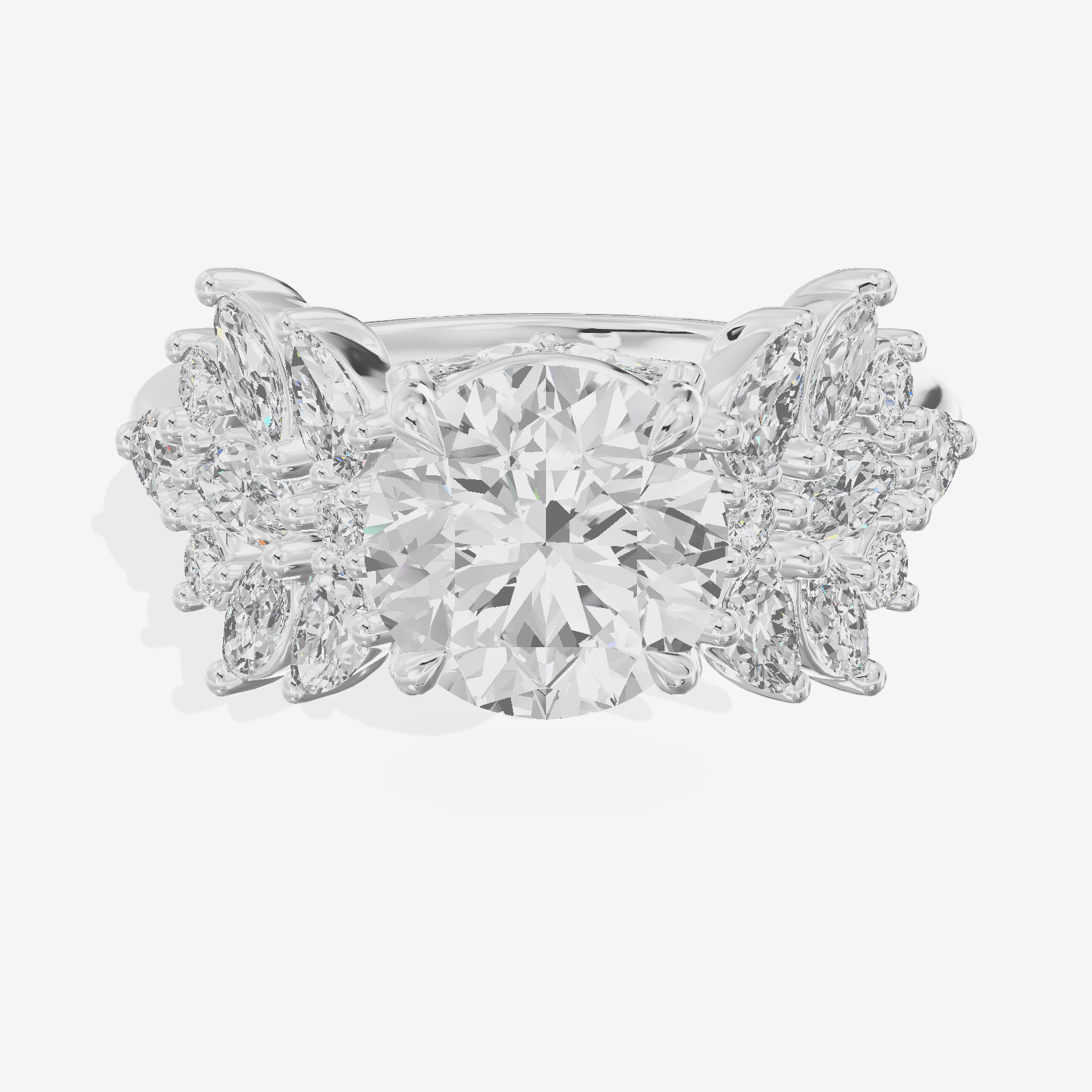 Crowned Heartline Round Engagement Ring with Side Stones (1/10 ct. tw.) in Platinum