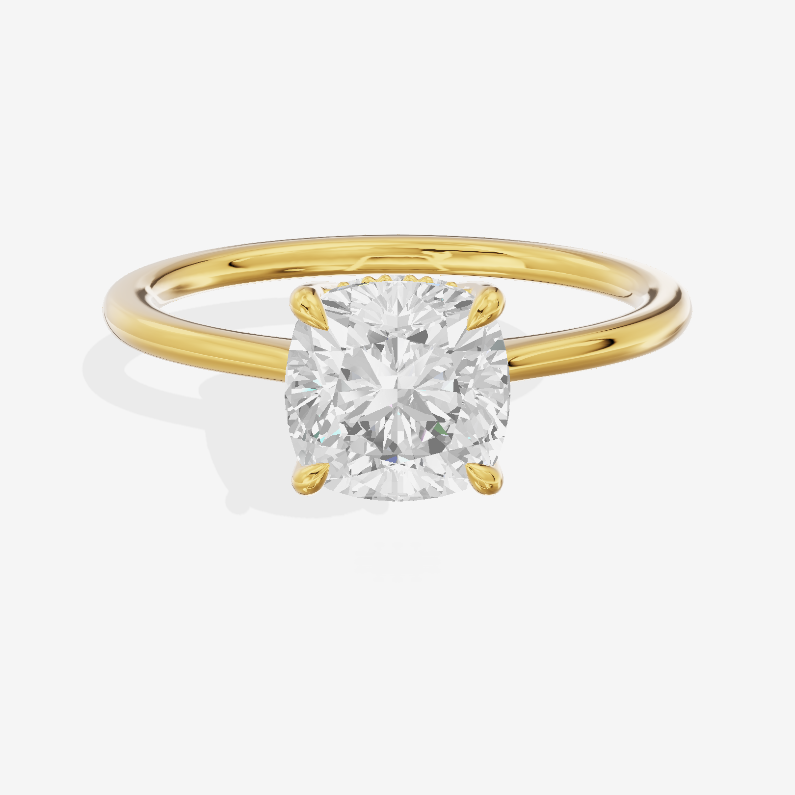 Promezza Hidden Halo Cushion Engagement Ring (1/20 ct. tw.) in 14K Yellow Gold