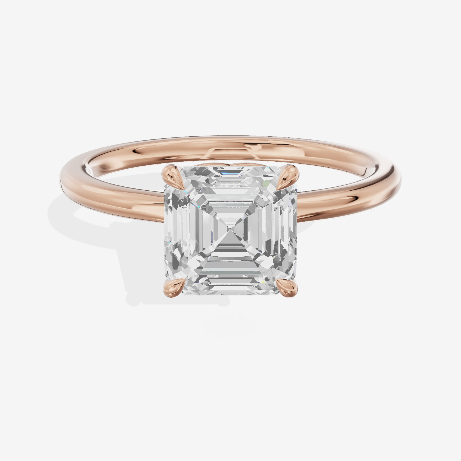 Coeurine Solitaire 1.8mm Asscher Solitaire Engagement Ring in 18K Rose Gold
