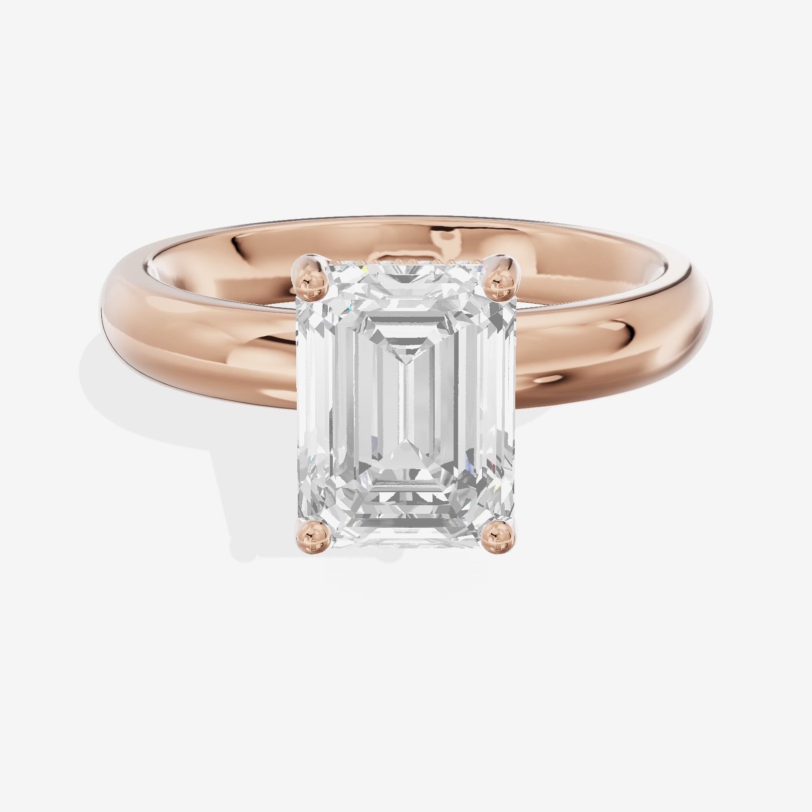 Triade Halo Emerald Engagement Ring (1/15 ct. tw.) in 14K Rose Gold