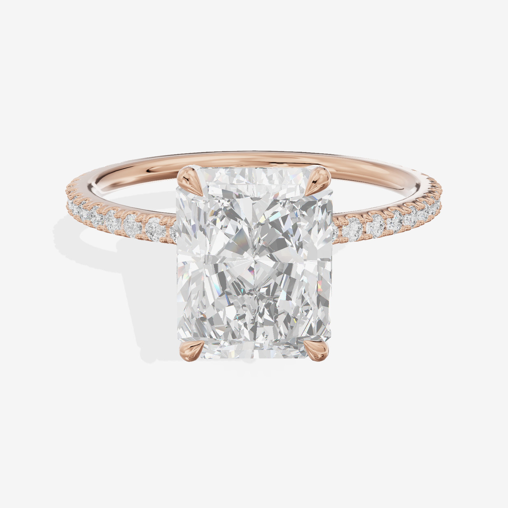Promezza Pavé Radiant Engagement Ring (1/4 ct. tw.) in 14K Rose Gold
