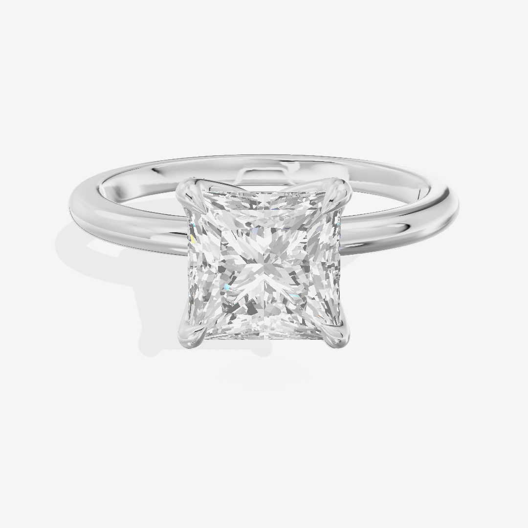Vintage Aimora 1.8mm Princess Solitaire Engagement Ring in 14K White Gold
