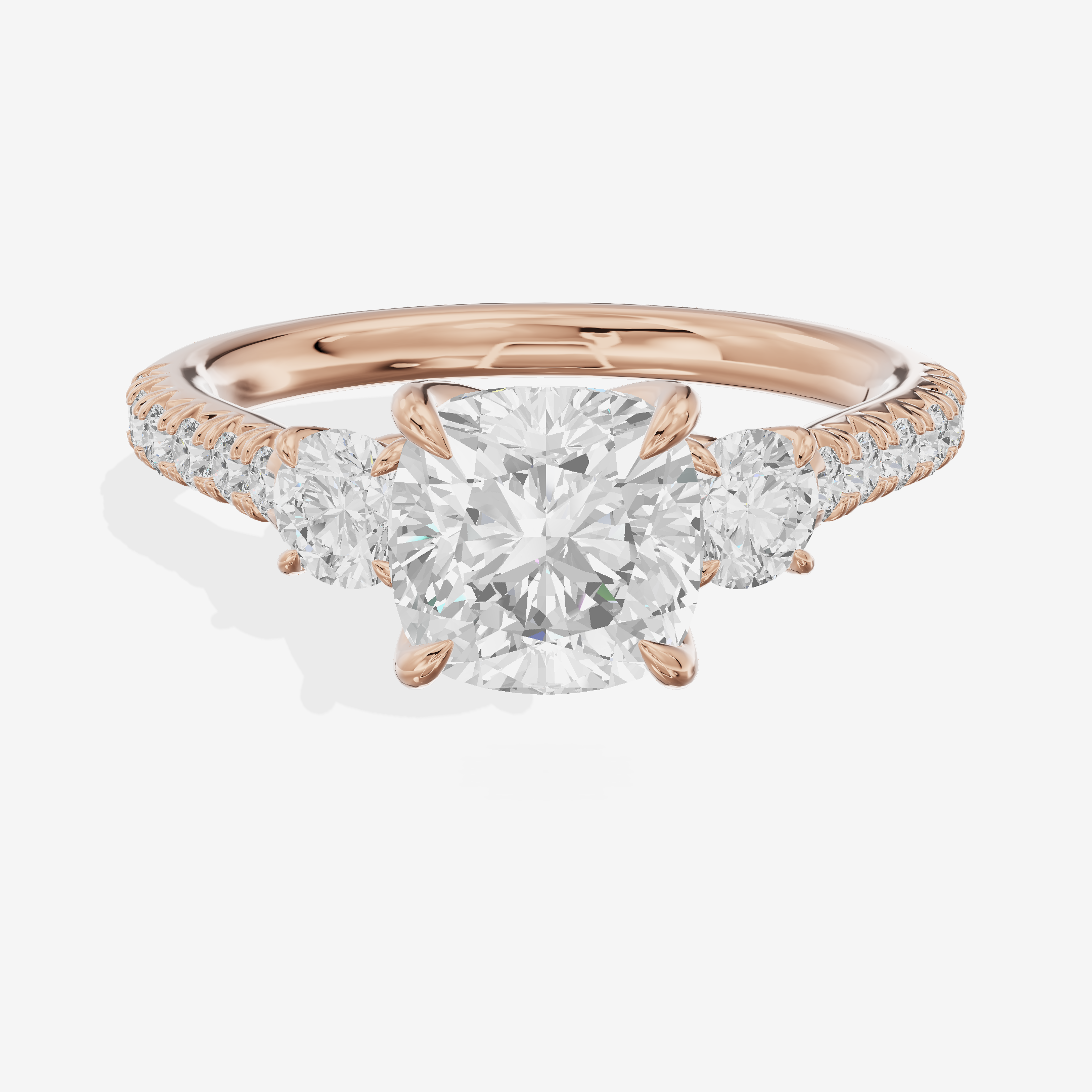 Triade Anniversary Anniversary Cushion Three Stone Engagement Ring (1/2 ct. tw.) in 18K Rose Gold
