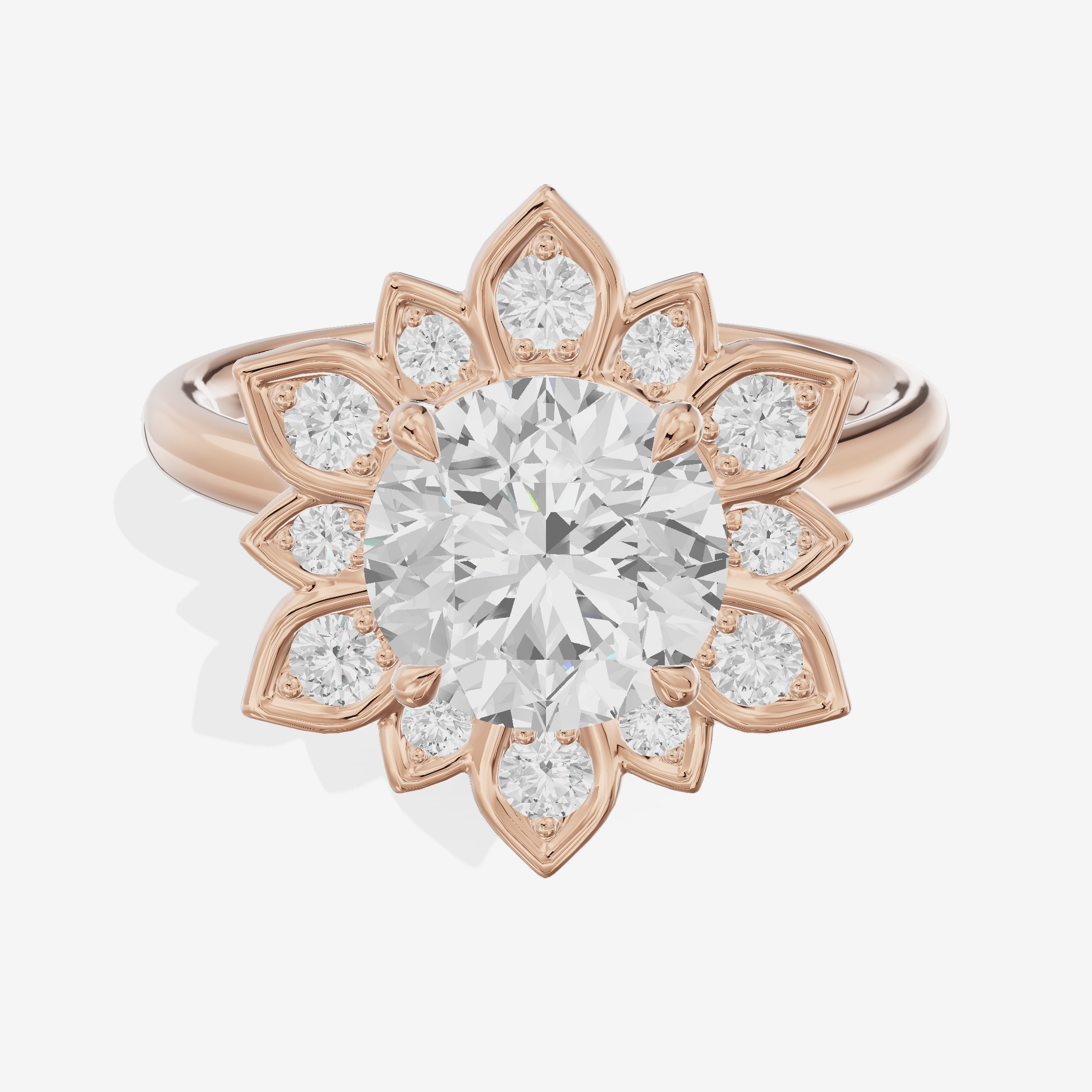Solea Round Halo Engagement Ring (3/4 ct. tw.) in 18K Rose Gold