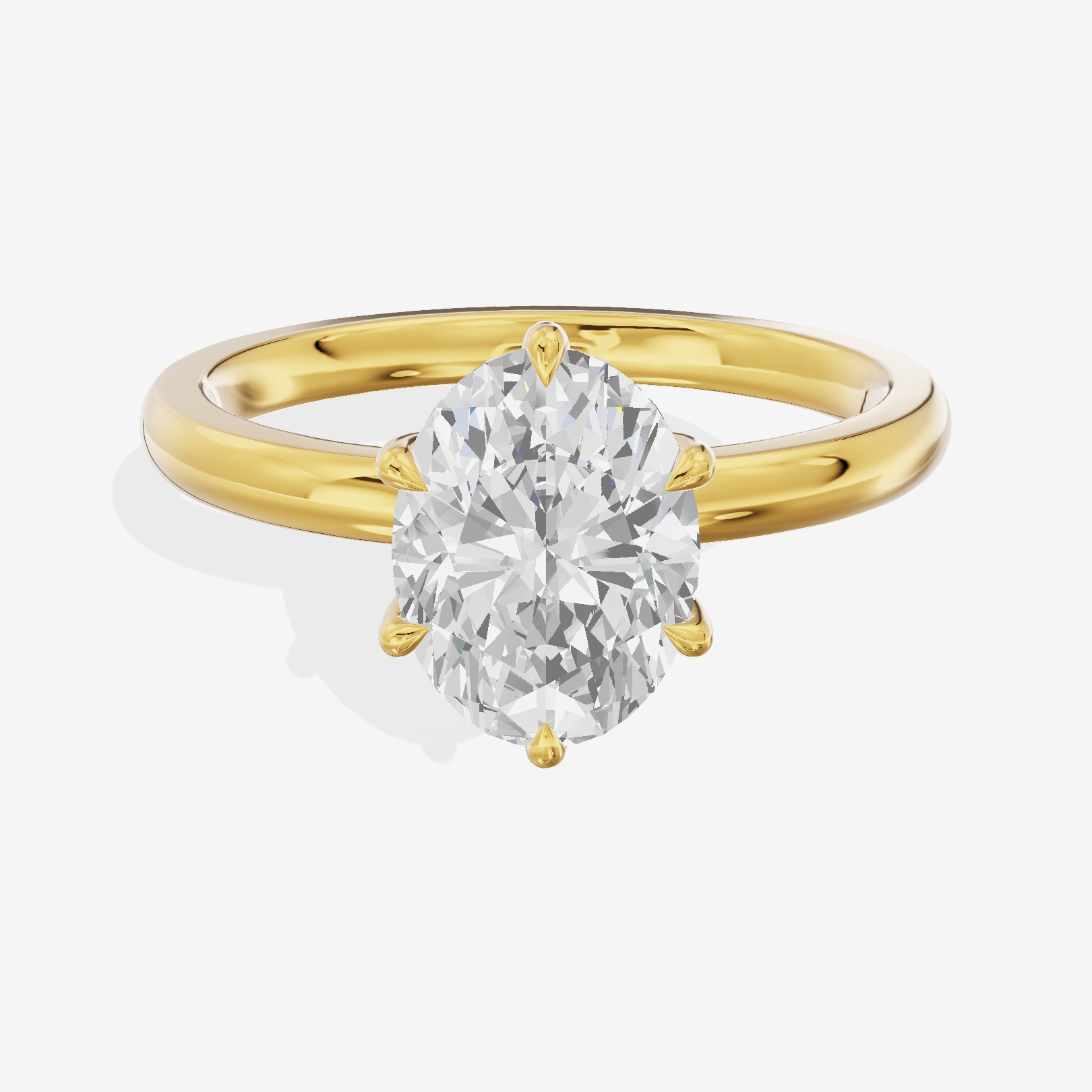 Luxe Domeline 1.5mm Oval Solitaire Engagement Ring (1/8 ct. tw.) in 14K Yellow Gold