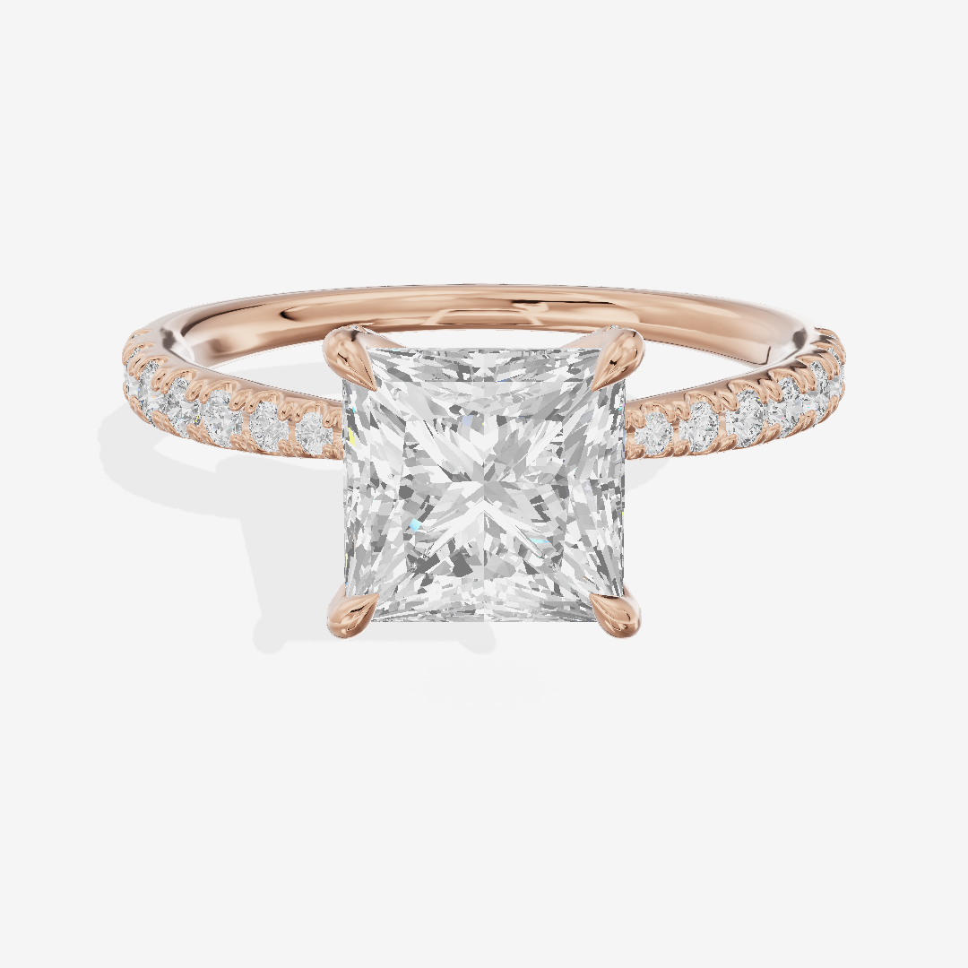 Lumera Princess Engagement Ring with Side Stones (1/3 ct. tw.) in 14K Rose Gold