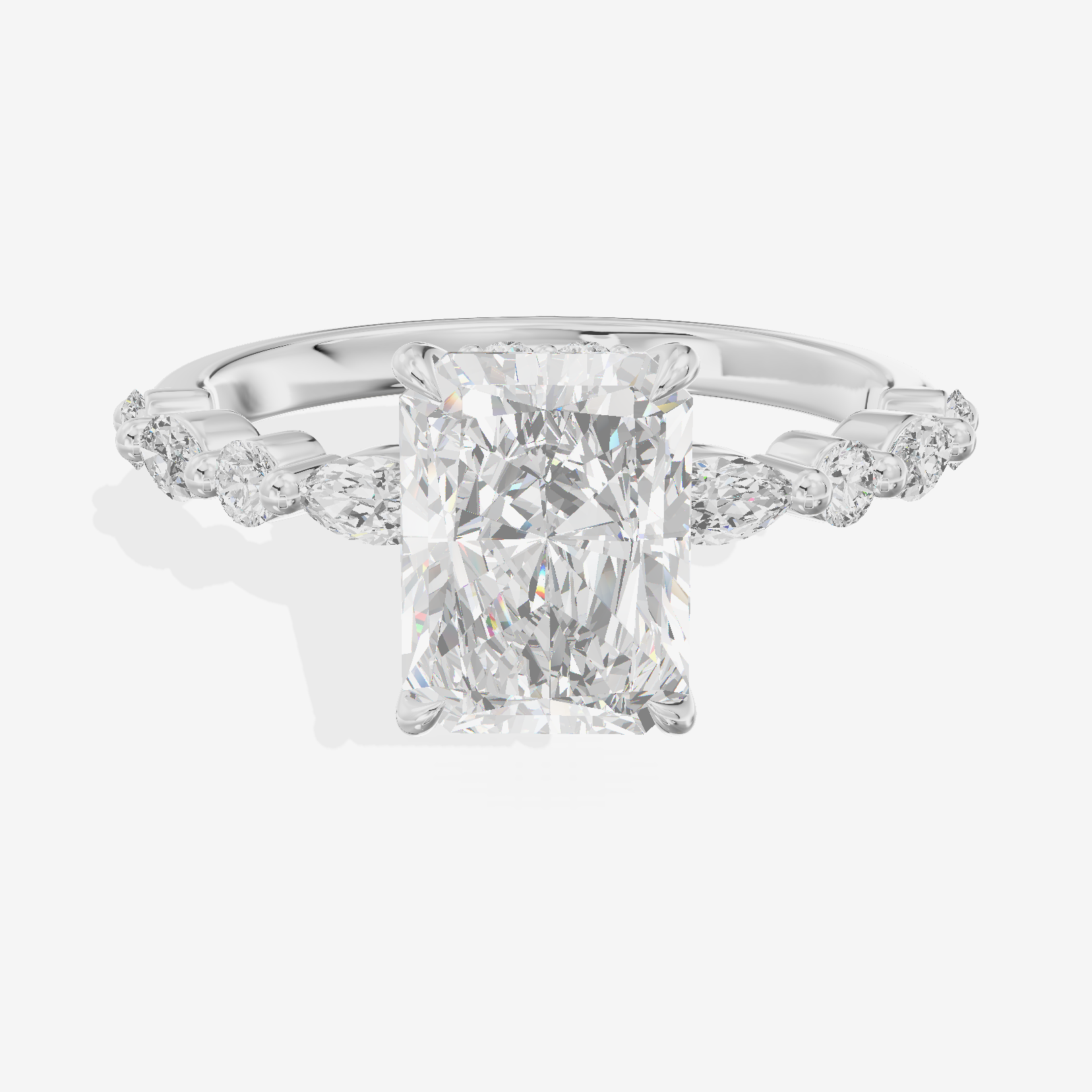 Twine Hidden Halo Radiant Engagement Ring (1/20 ct. tw.) in Platinum