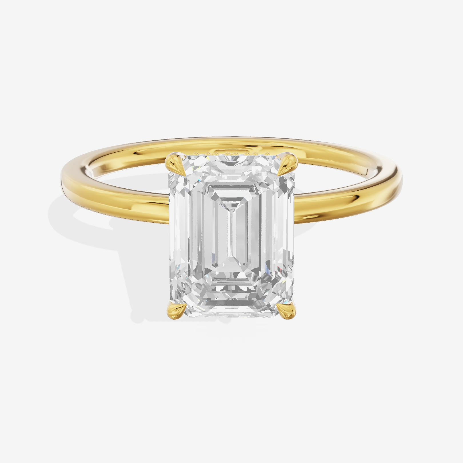 Grand Aimora Emerald Engagement Ring with Hidden Halos (1/20 ct. tw.) in 18K Yellow Gold