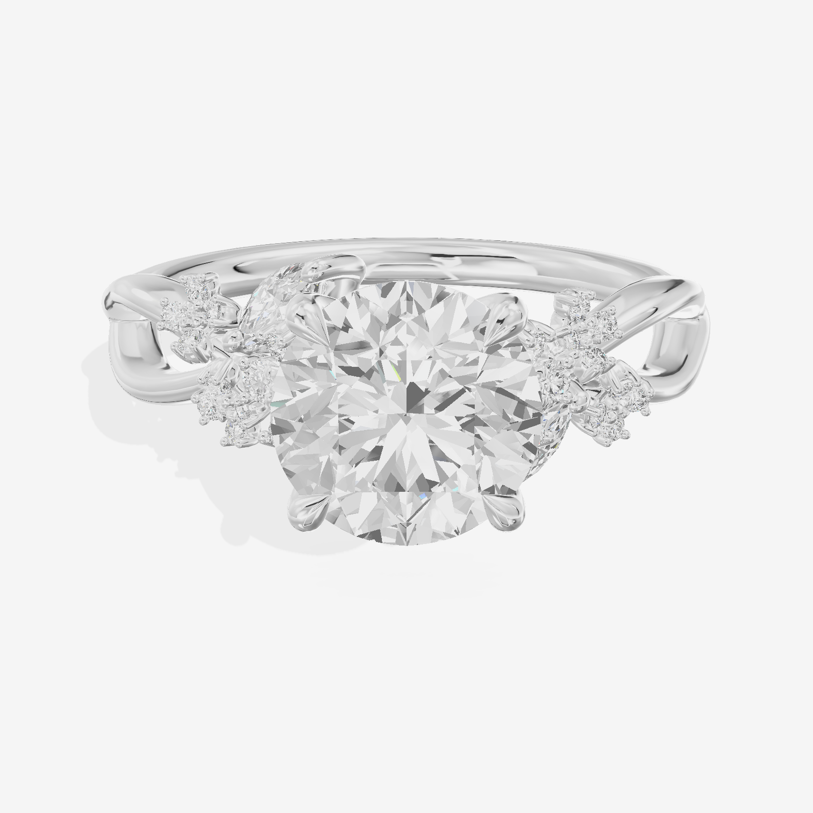 Lightwoven Pavé Round Engagement Ring with Side Stones (1/8 ct. tw.) in Platinum