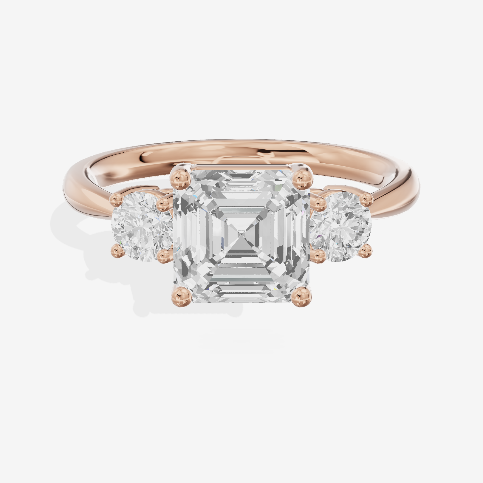 Petite Liviana 2mm Asscher Three Stone Engagement Ring (1/2 ct. tw.) in 14K Rose Gold