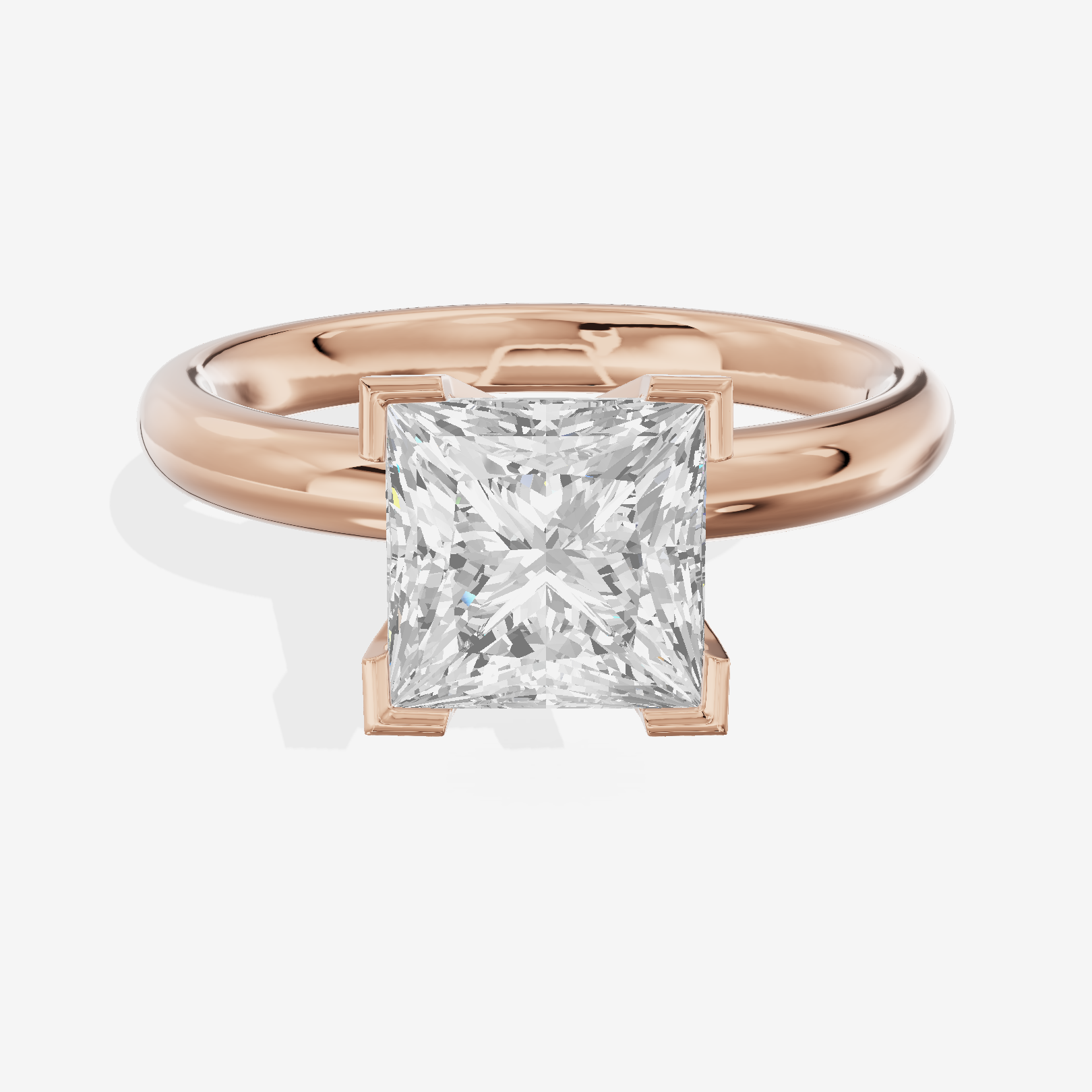 Hallowed Selenia 2.5mm Princess Comfort Fit Engagement Ring in 18K Rose Gold
