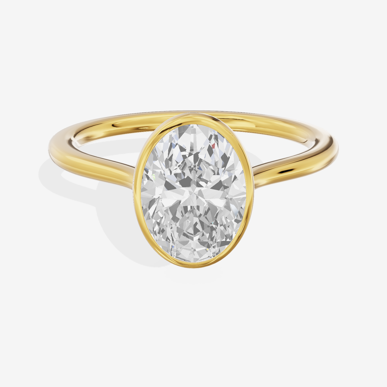 Petite Vowsae 1.5mm Oval Bezel Engagement Ring in 18K Yellow Gold