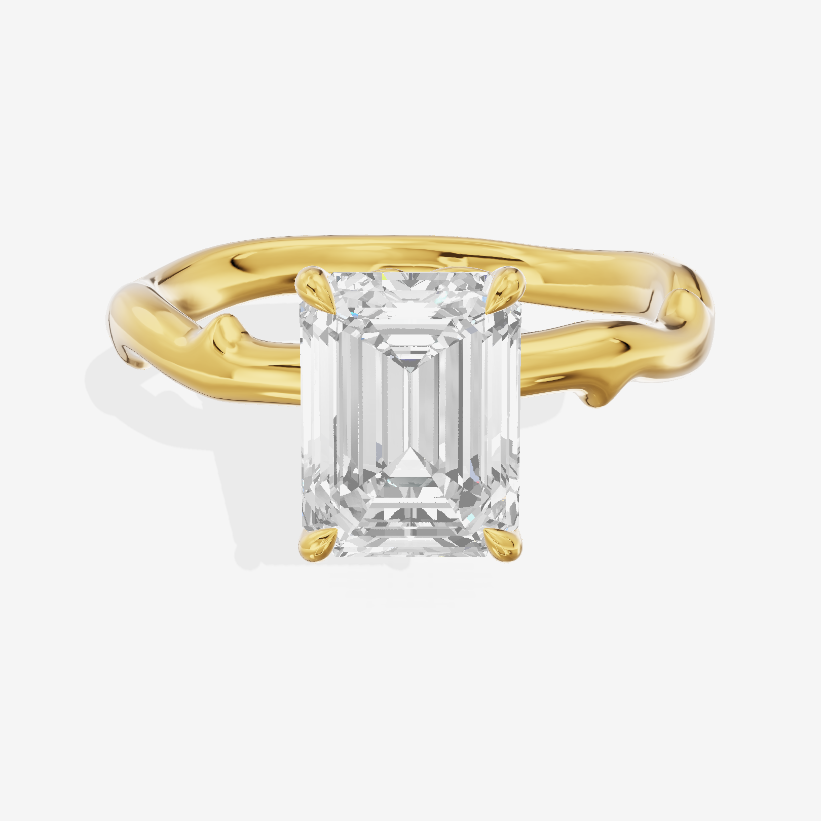 Vowsae Cathedral 2.2mm Emerald Solitaire Engagement Ring in 14K Yellow Gold