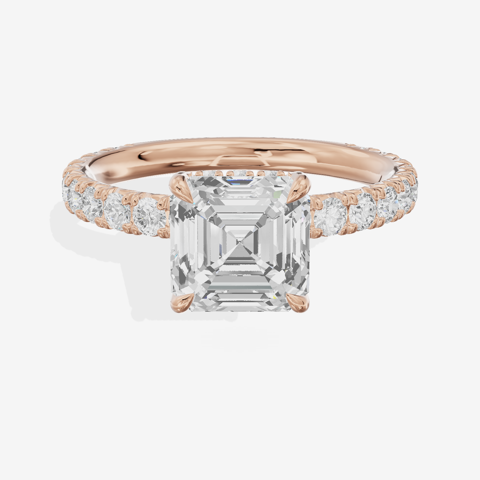 Sincere Pavé Asscher Engagement Ring (3/5 ct. tw.) in 18K Rose Gold
