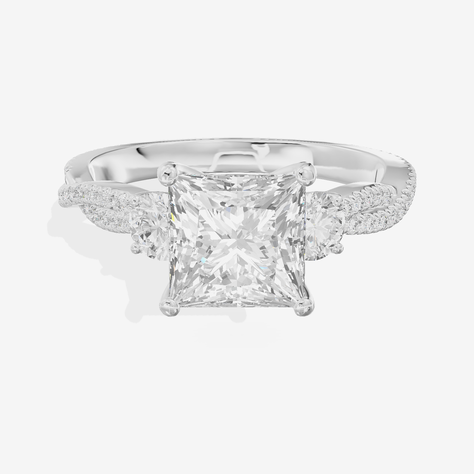 Petite Twine Three Stone Princess Engagement Ring (1/2 ct. tw.) in 14K White Gold