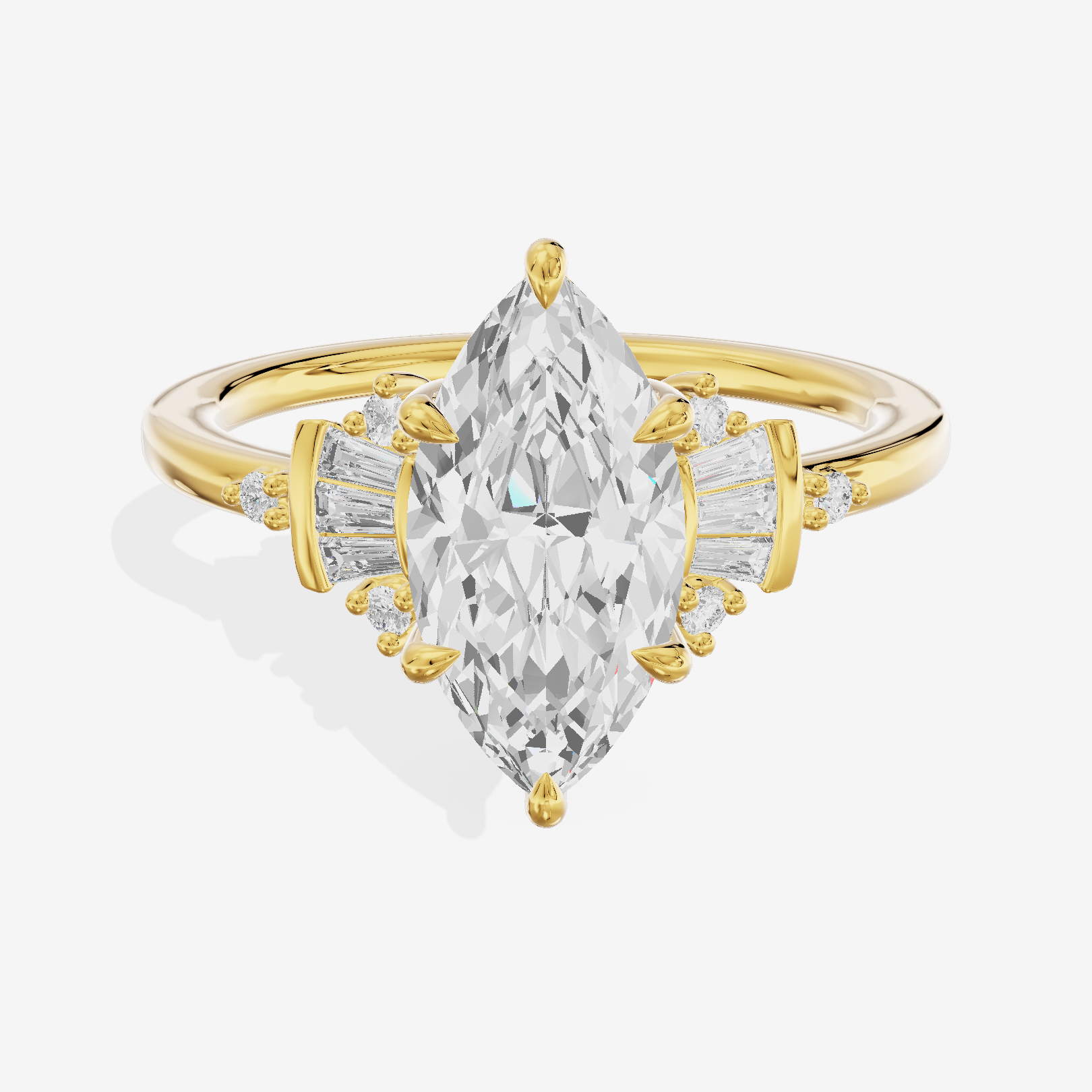 Petite Trellise Marquise Engagement Ring with Side Stones (1/3 ct. tw.) in 18K Yellow Gold