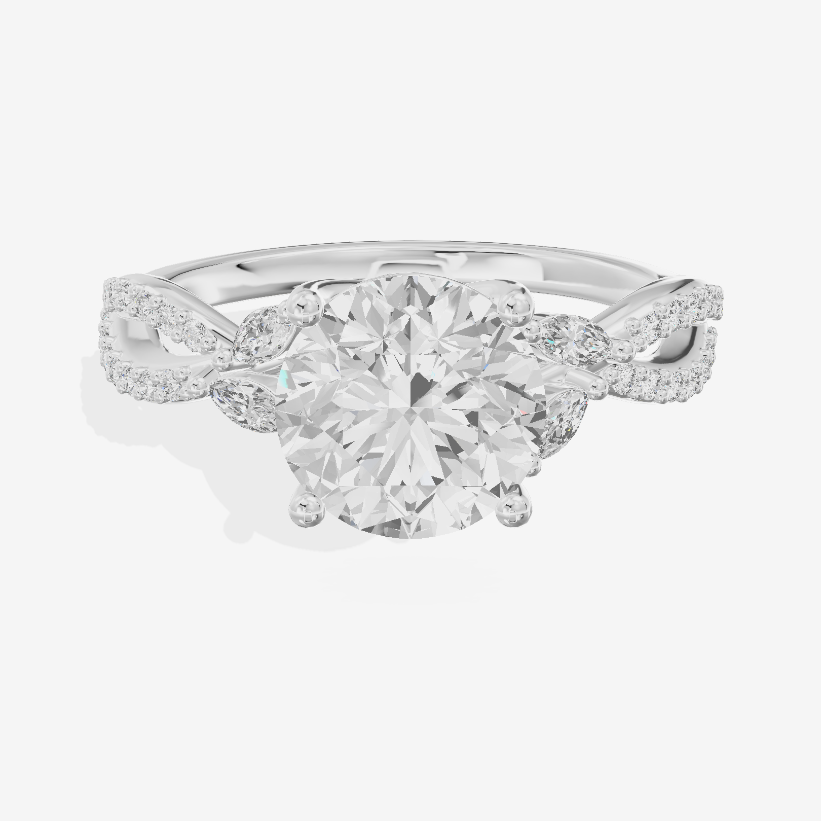 Luxe Lumera Round Engagement Ring with Side Stones (1/4 ct. tw.) in Platinum