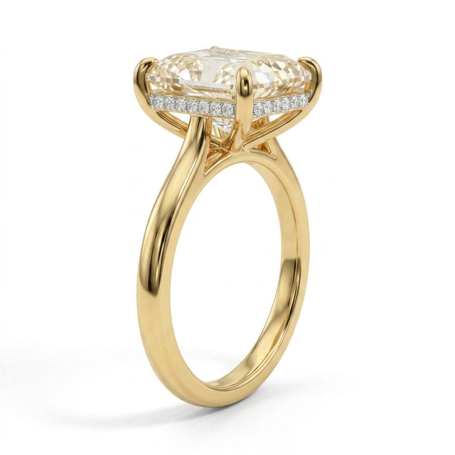 Hidden Halo Radiant Engagement Ring (10.18 ct. tw.) in 18K Yellow Gold